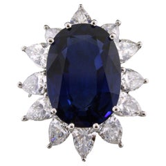 17.39 Carat Tiffany & Co. Sapphire Diamond Platinum Ring, GIA Certified No-Heat