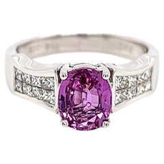 Anello da donna con diamante e zaffiro rosa da 2,33 carati totali