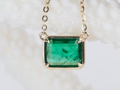 1.73ct Bright Green Zambian Emerald Necklace 14K Gold R4470