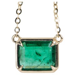 Collier d'émeraudes de Zambie vert vif de 1,73 carat en or 14 carats R4470