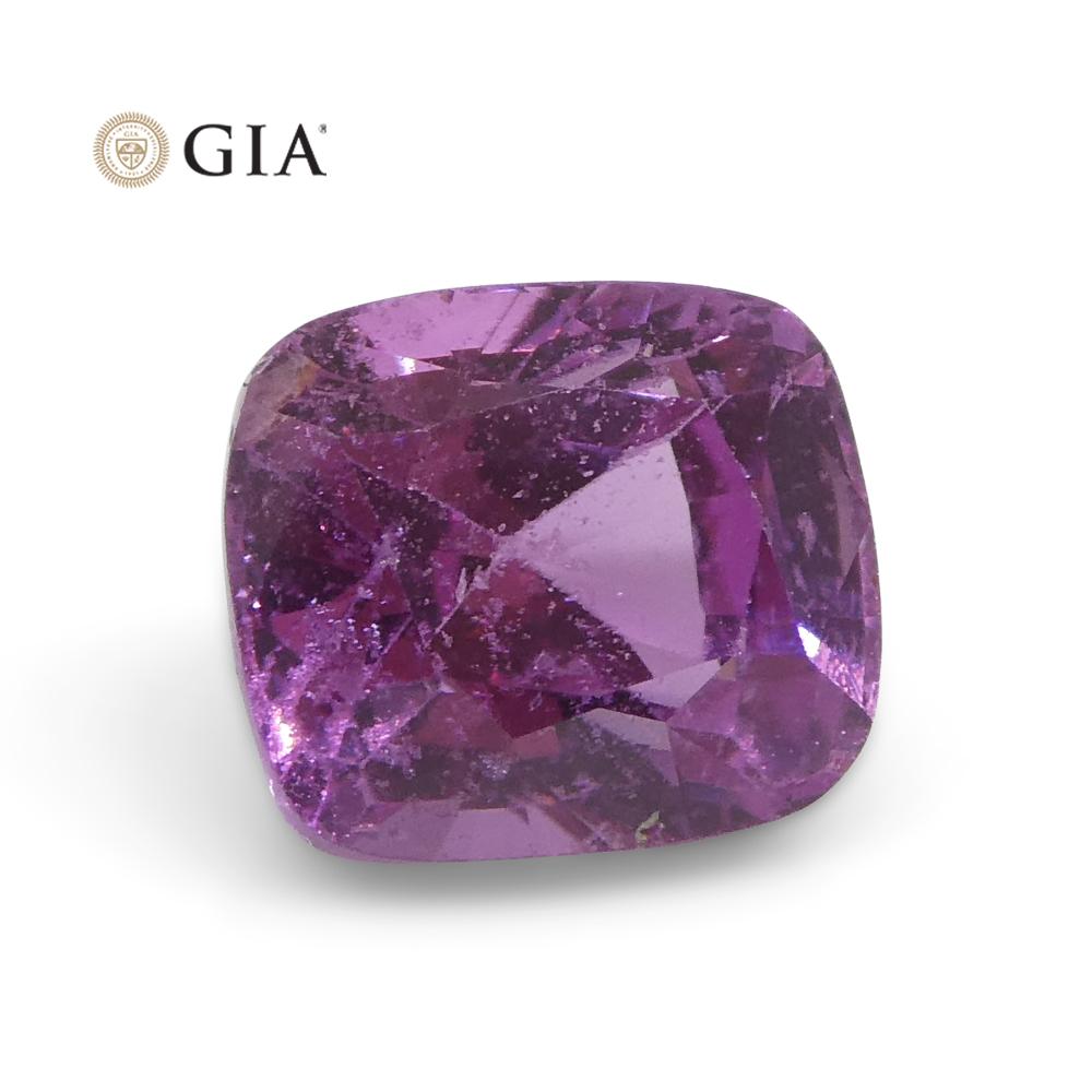 1.73 Carat Cushion Purple-Pink Sapphire GIA Certified Madagascar For Sale 4