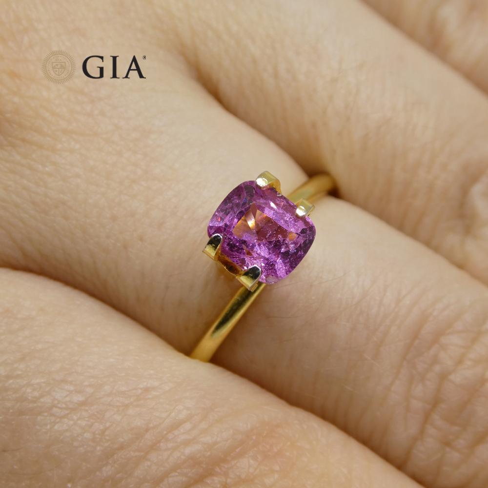 1.73 Carat Cushion Purple-Pink Sapphire GIA Certified Madagascar For Sale