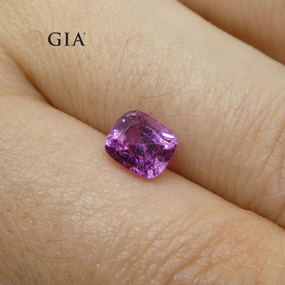 Brilliant Cut 1.73ct Cushion Purple-Pink Sapphire GIA Certified Madagascar For Sale