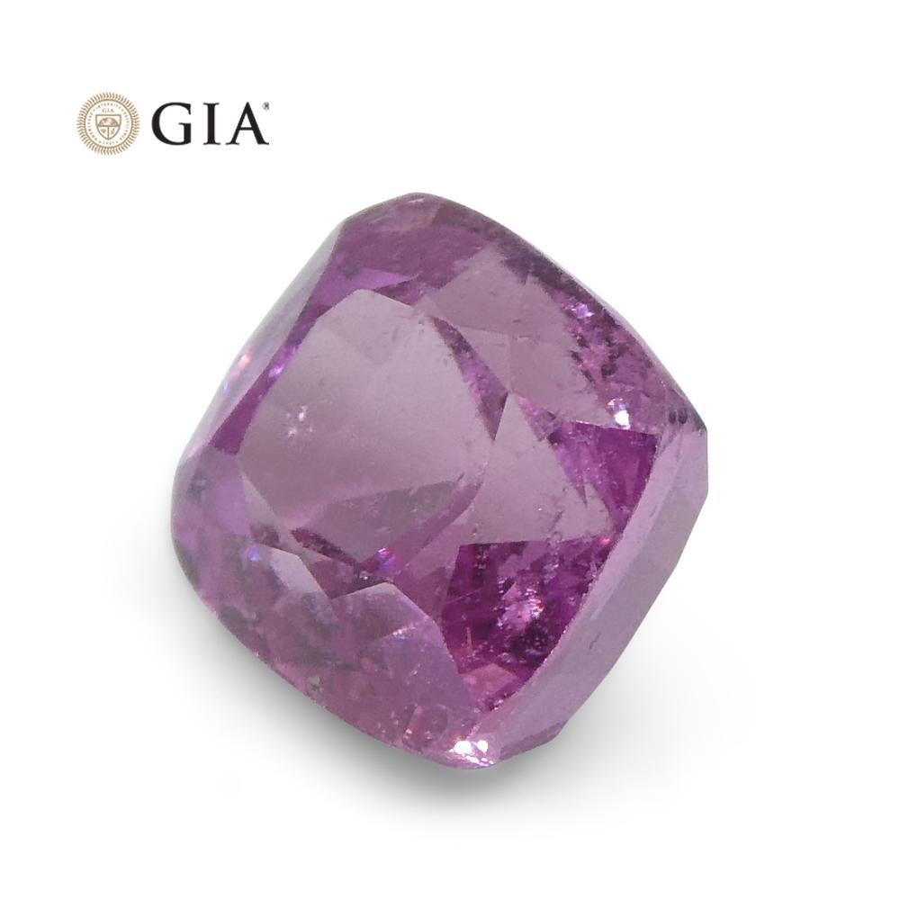 Women's or Men's 1.73 Carat Cushion Purple-Pink Sapphire GIA Certified Madagascar For Sale