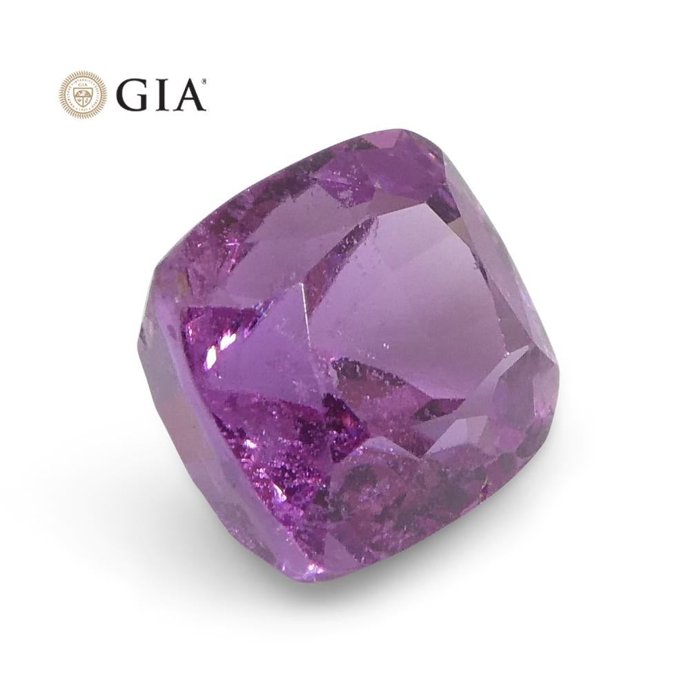 1.73 Carat Cushion Purple-Pink Sapphire GIA Certified Madagascar For Sale 2