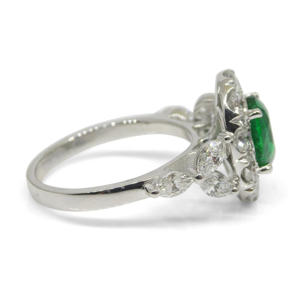 1.73ct Emerald, Diamond Engagement/Statement Ring in 18K White Gold For Sale 4