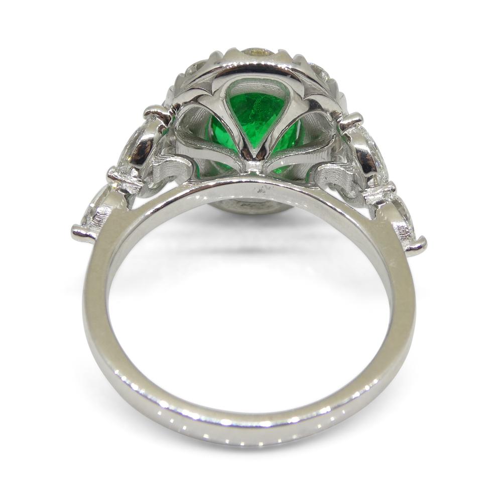 1.73ct Emerald, Diamond Engagement/Statement Ring in 18K White Gold For Sale 5