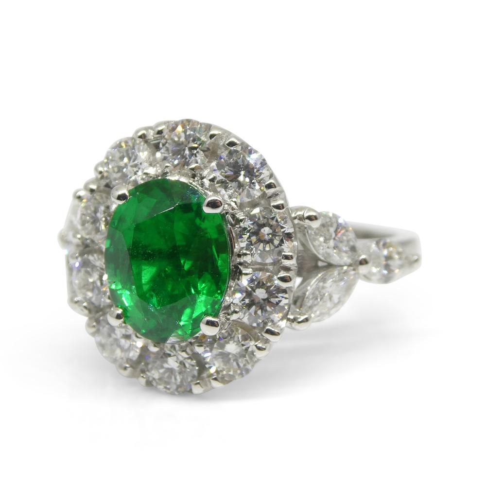 1.73ct Emerald, Diamond Engagement/Statement Ring in 18K White Gold For Sale 7