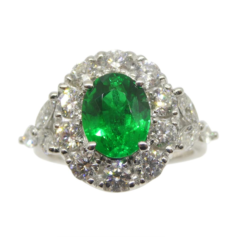 1.73ct Emerald, Diamond Engagement/Statement Ring in 18K White Gold In New Condition For Sale In Toronto, Ontario