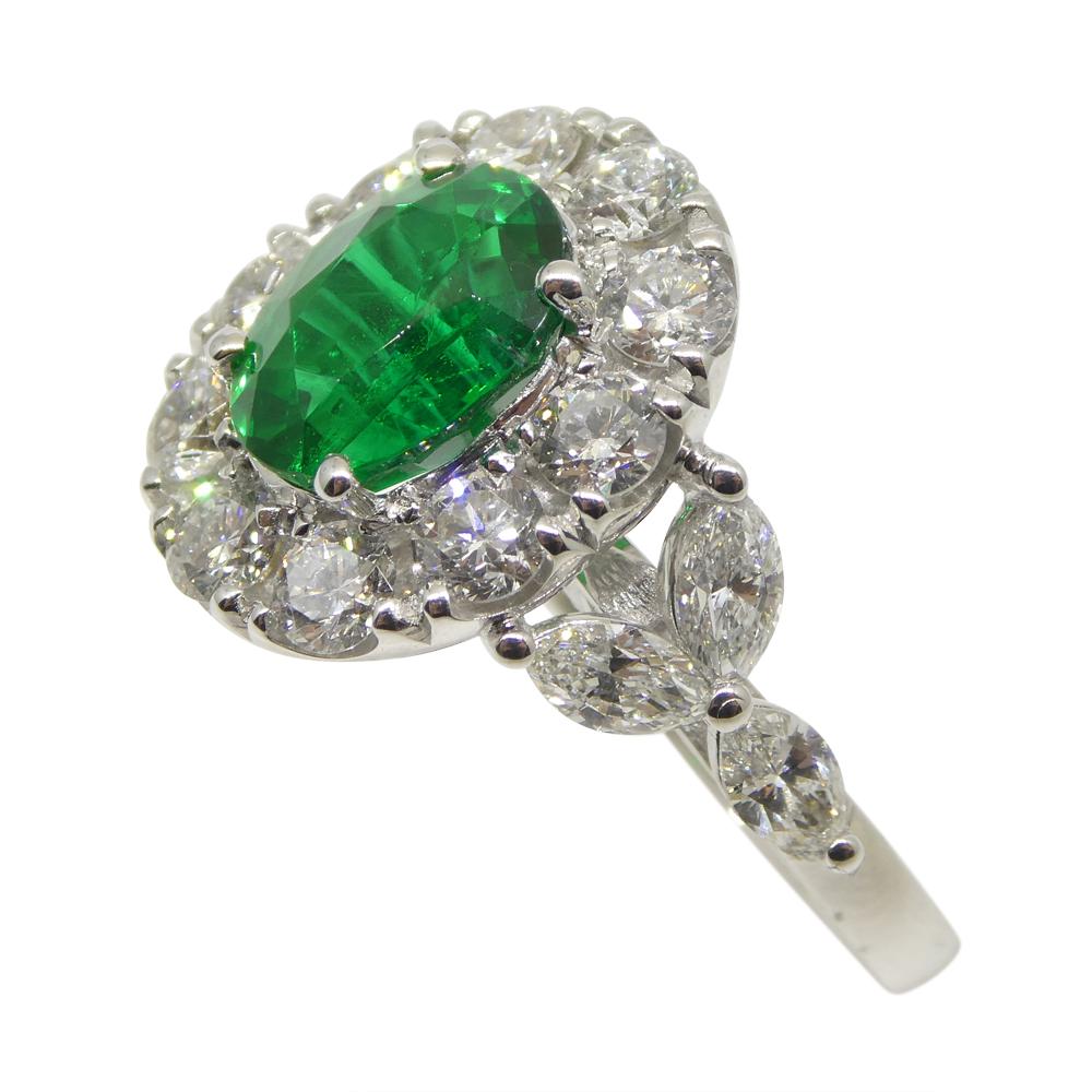 1.73ct Emerald, Diamond Engagement/Statement Ring in 18K White Gold For Sale 1