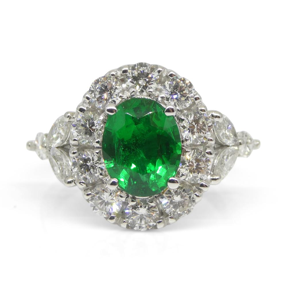 1.73ct Emerald, Diamond Engagement/Statement Ring in 18K White Gold For Sale 2