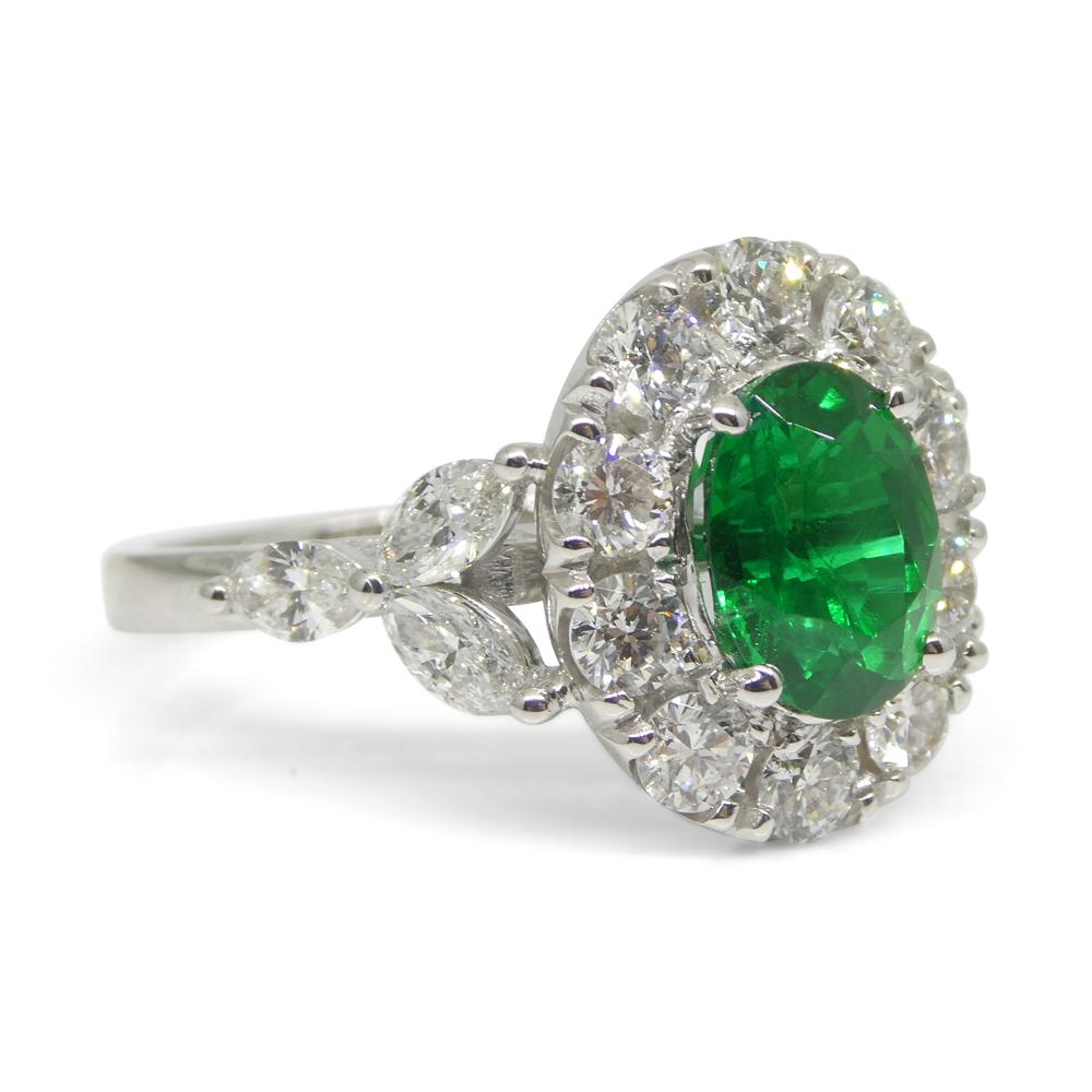 1.73ct Emerald, Diamond Engagement/Statement Ring in 18K White Gold For Sale 3
