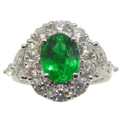 Used 1.73ct Emerald, Diamond Engagement/Statement Ring in 18K White Gold