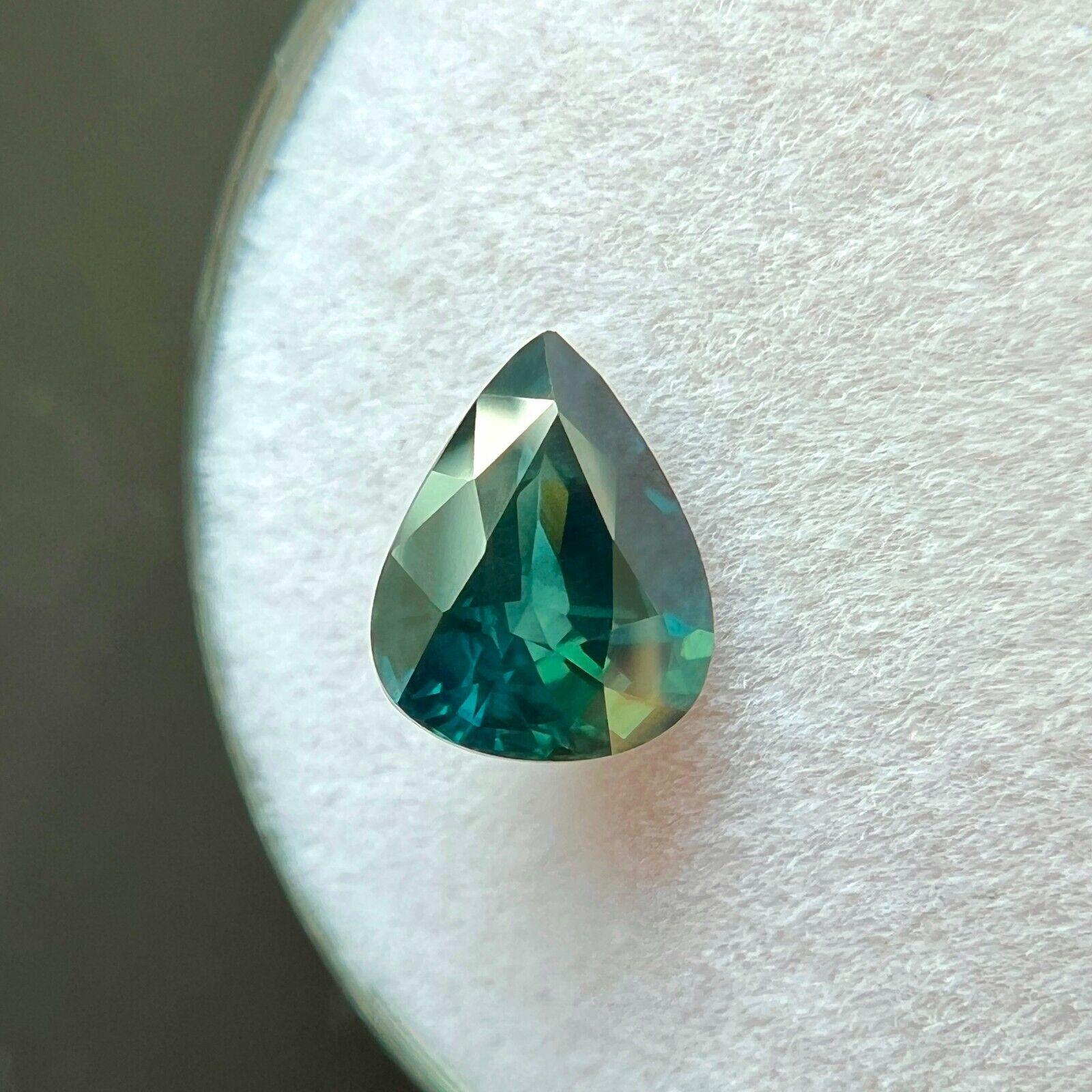 1,73ct GIA zertifiziert unbehandelt Teal Sapphire Grün Blau Birne Teardrop 7,9x6,3mm im Zustand „Neu“ im Angebot in Birmingham, GB