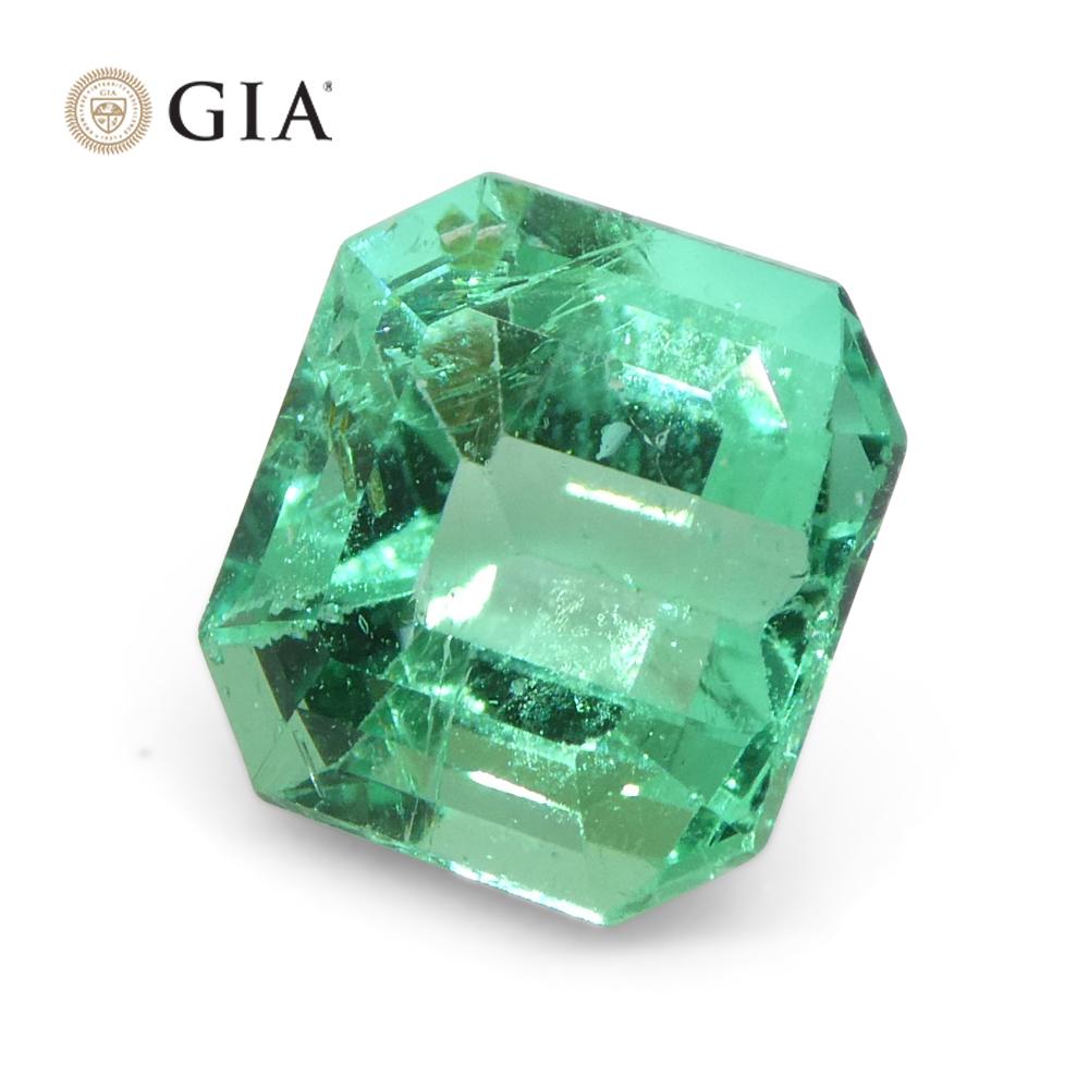 1.73ct Octagonal/Emerald Green Emerald GIA Certified Colombia   For Sale 7