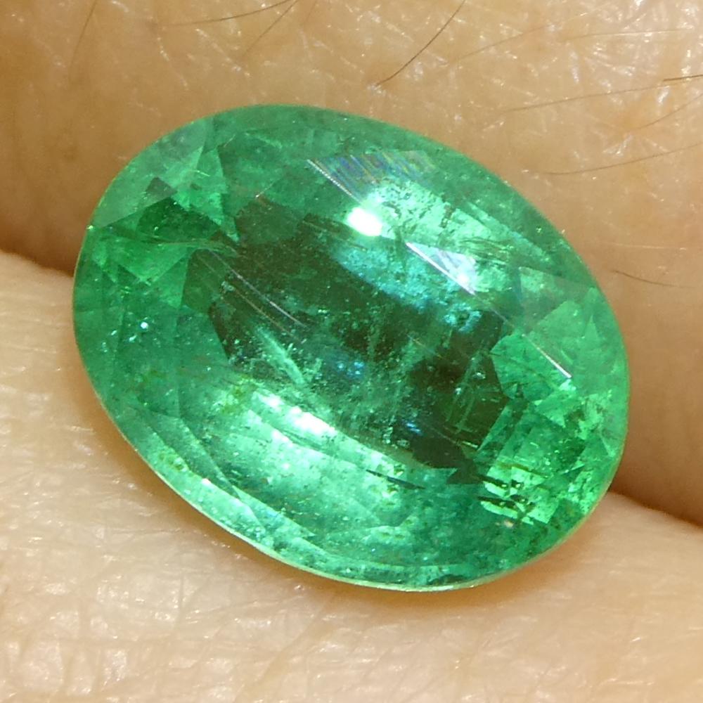 1.73ct Oval Green Emerald from Zambia For Sale 6