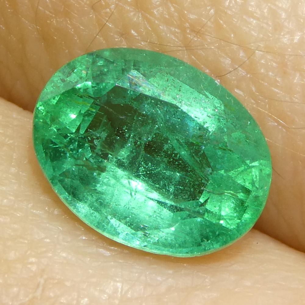 1.73ct Oval Green Emerald from Zambia For Sale 7