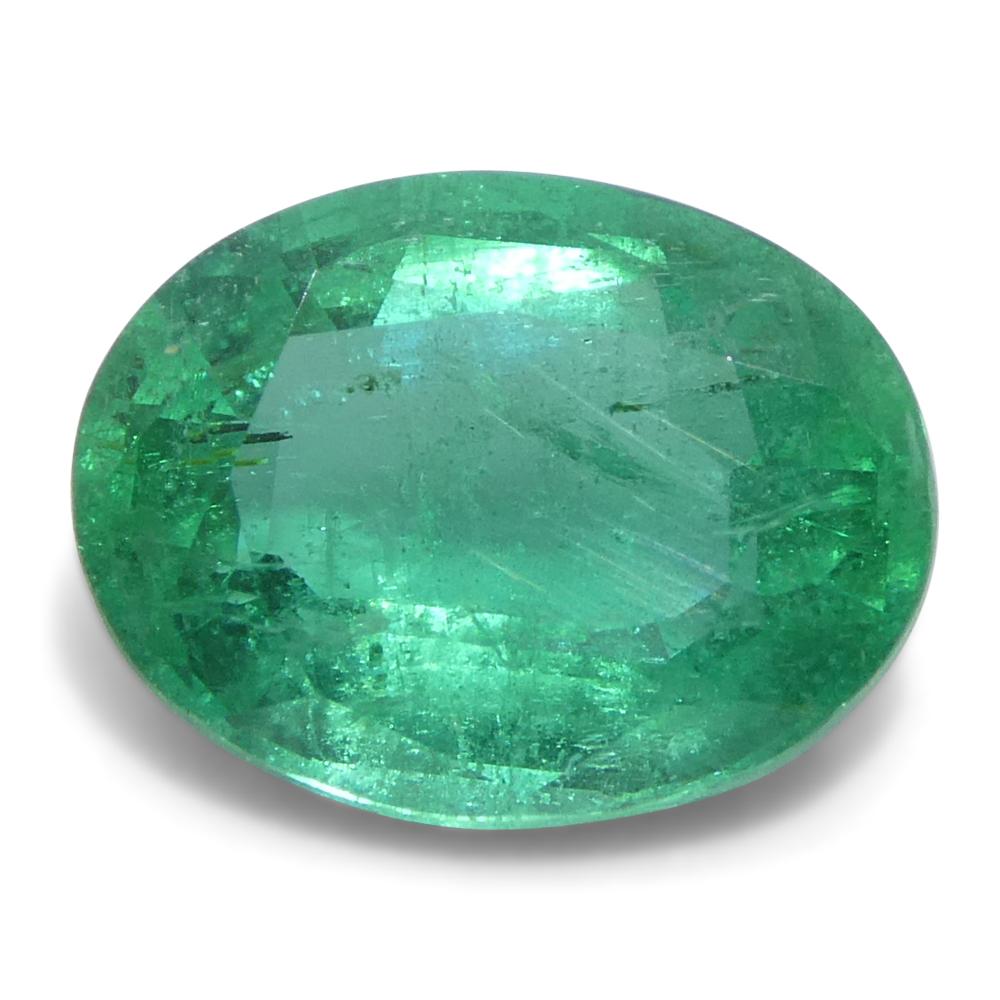 Oval Cut 1.73ct Oval Green Emerald from Zambia For Sale
