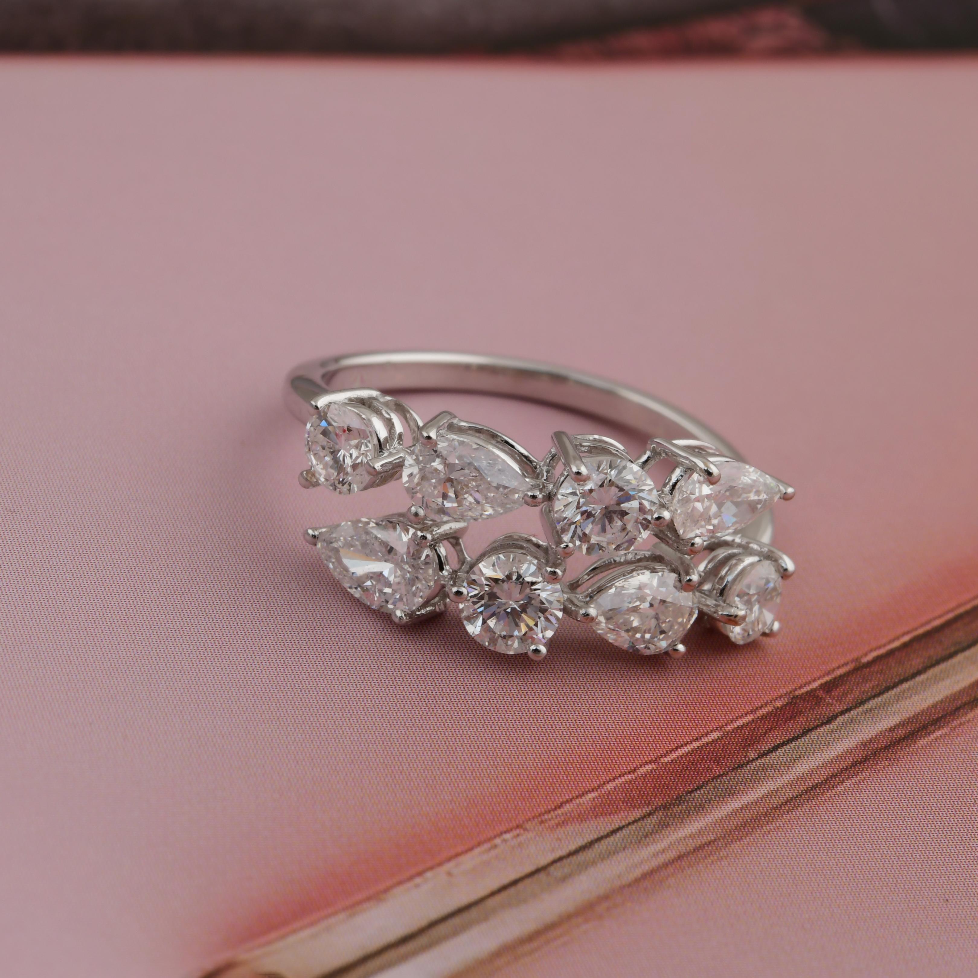 in vendita:  Anello in oro bianco 18 carati con diamante naturale da 1,73 carati a pera tonda SI/HI 4