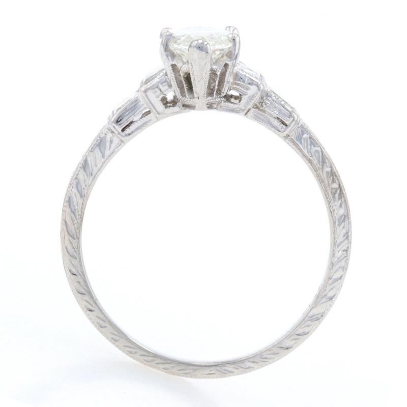 Women's 1.73 Carat Old Cut Marquise Diamond Art Deco Ring, Platinum Vintage GIA VVS2