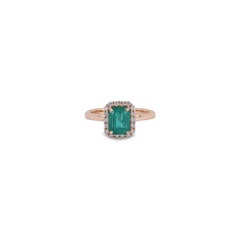 1.74 Carat Clear Zambian Emerald & Diamond Cluster Ring in 18Karat Yellow Gold