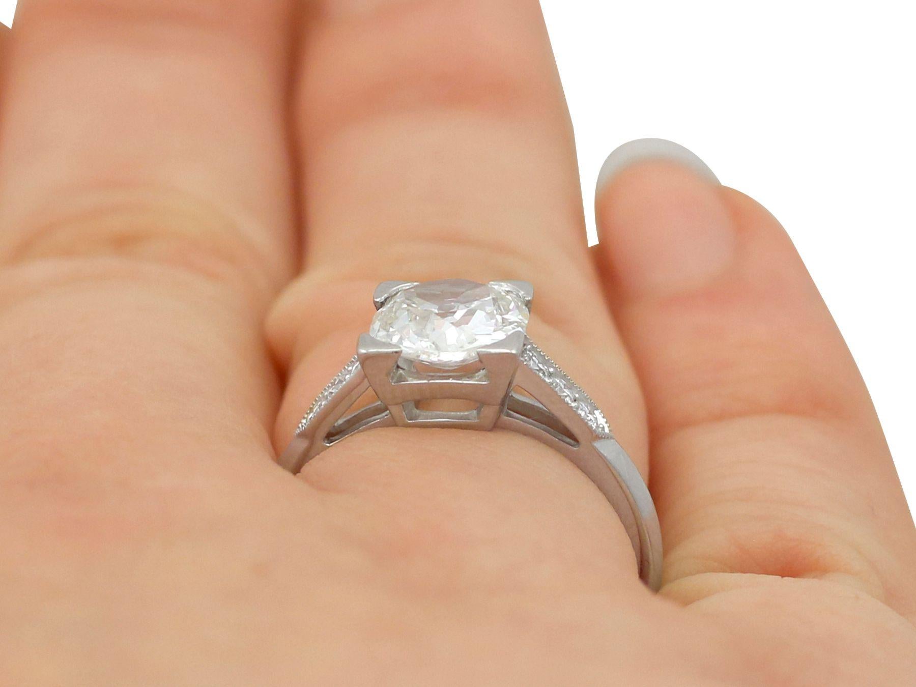 1.74 Carat Diamond and Platinum Solitaire Engagement Ring 2
