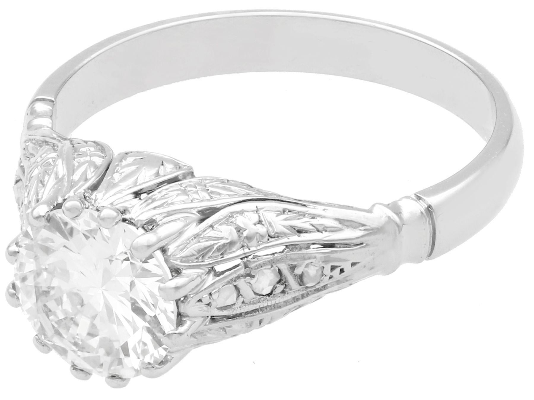 Women's or Men's 1.74 Carat Diamond Solitaire Engagement Ring in Platinum For Sale