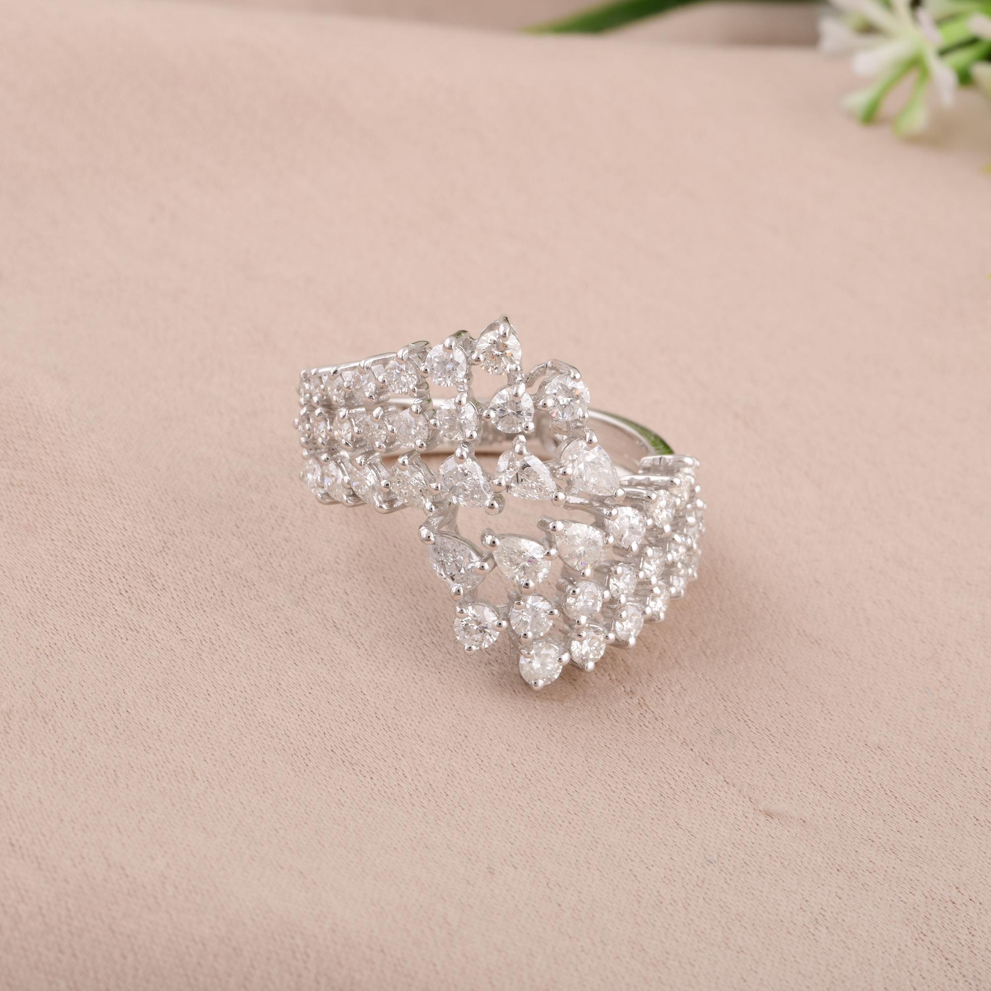 Im Angebot: 1,74 Karat Diamant Wrap Cocktail Ring 14 Karat Weißgold Handmade Schmuck () 6