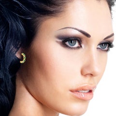 1.74 Carat Emerald 14 Karat Gold Diamond Hoop Earrings