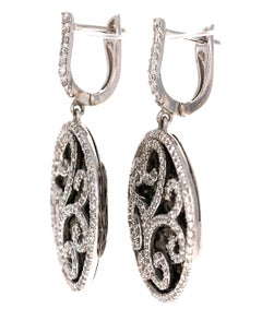 1.74 Carat Natural Diamond Drop Earrings with Black Rhodium in White Gold