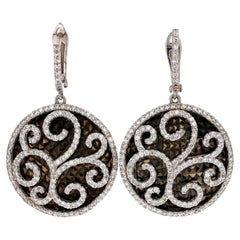 Boucles d
oreilles pendantes en or blanc avec diamant naturel de 1,74 carat et rhodium noir