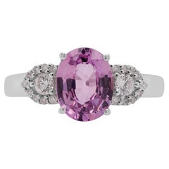 1.74 carat No Heat Pink Sapphire and Diamond Ring