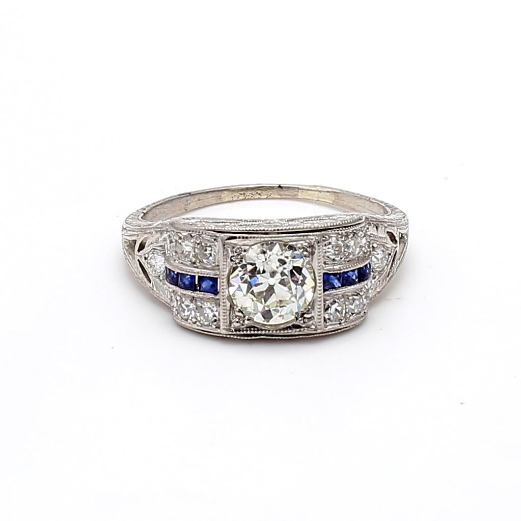 Bague de mariage en platine avec diamant taille européenne ancienne de 1,74 carat K-VS1 en vente 5