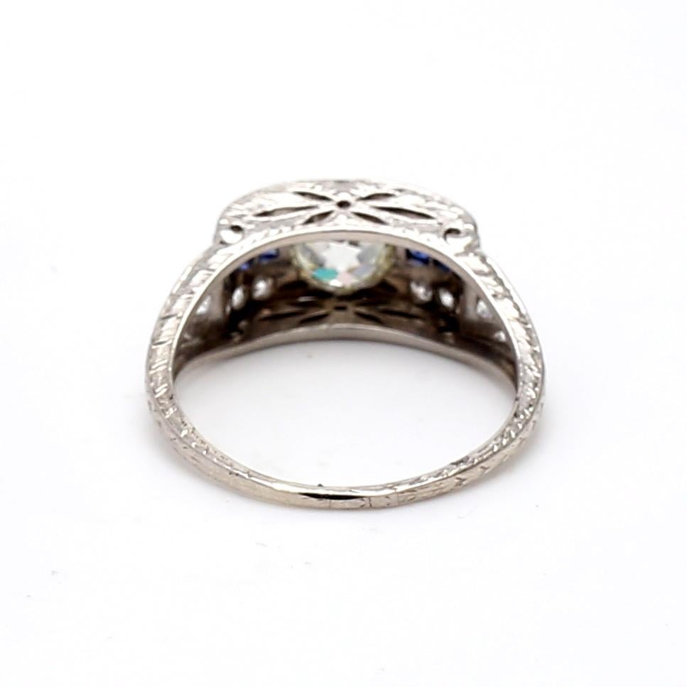 Bague de mariage en platine avec diamant taille européenne ancienne de 1,74 carat K-VS1 Pour femmes en vente