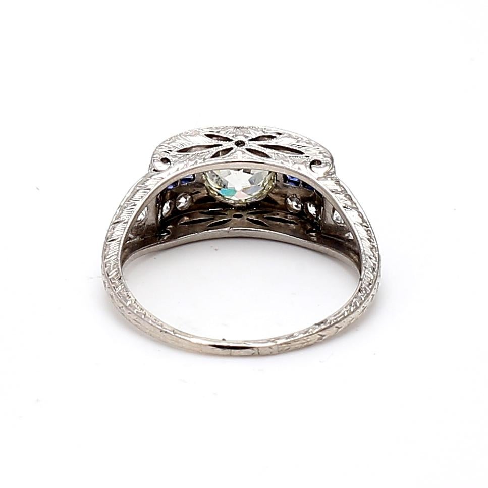Bague de mariage en platine avec diamant taille européenne ancienne de 1,74 carat K-VS1 en vente 1
