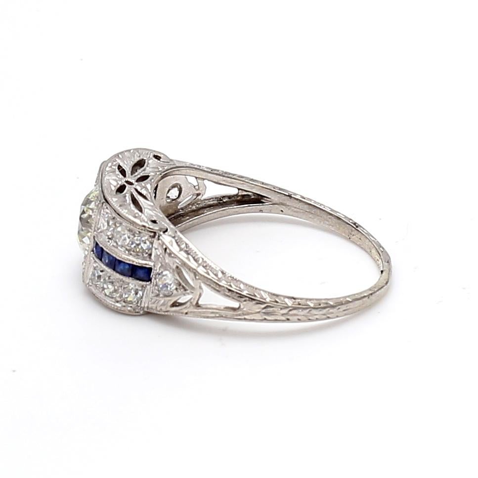 Bague de mariage en platine avec diamant taille européenne ancienne de 1,74 carat K-VS1 en vente 3