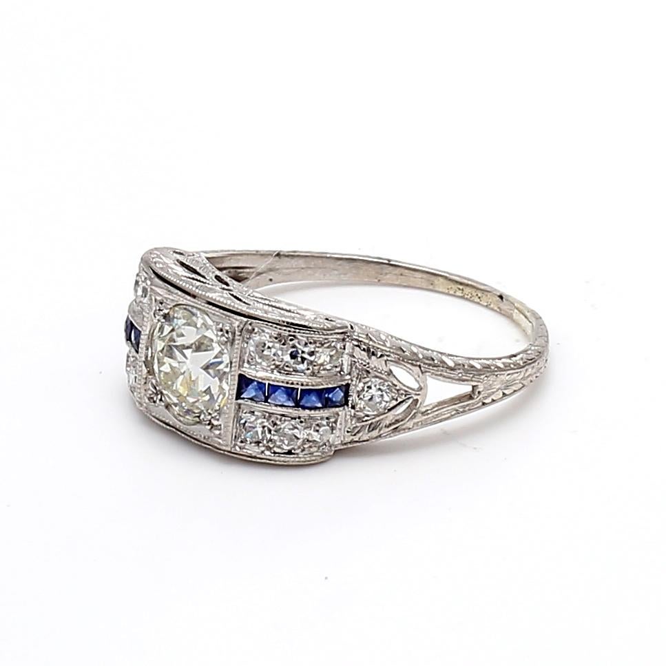 Bague de mariage en platine avec diamant taille européenne ancienne de 1,74 carat K-VS1 en vente 4