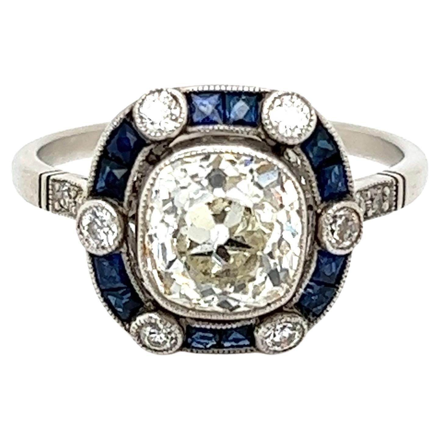 Art Deco Cushion Cut Diamond Platinum Ring at 1stDibs cushion cut art