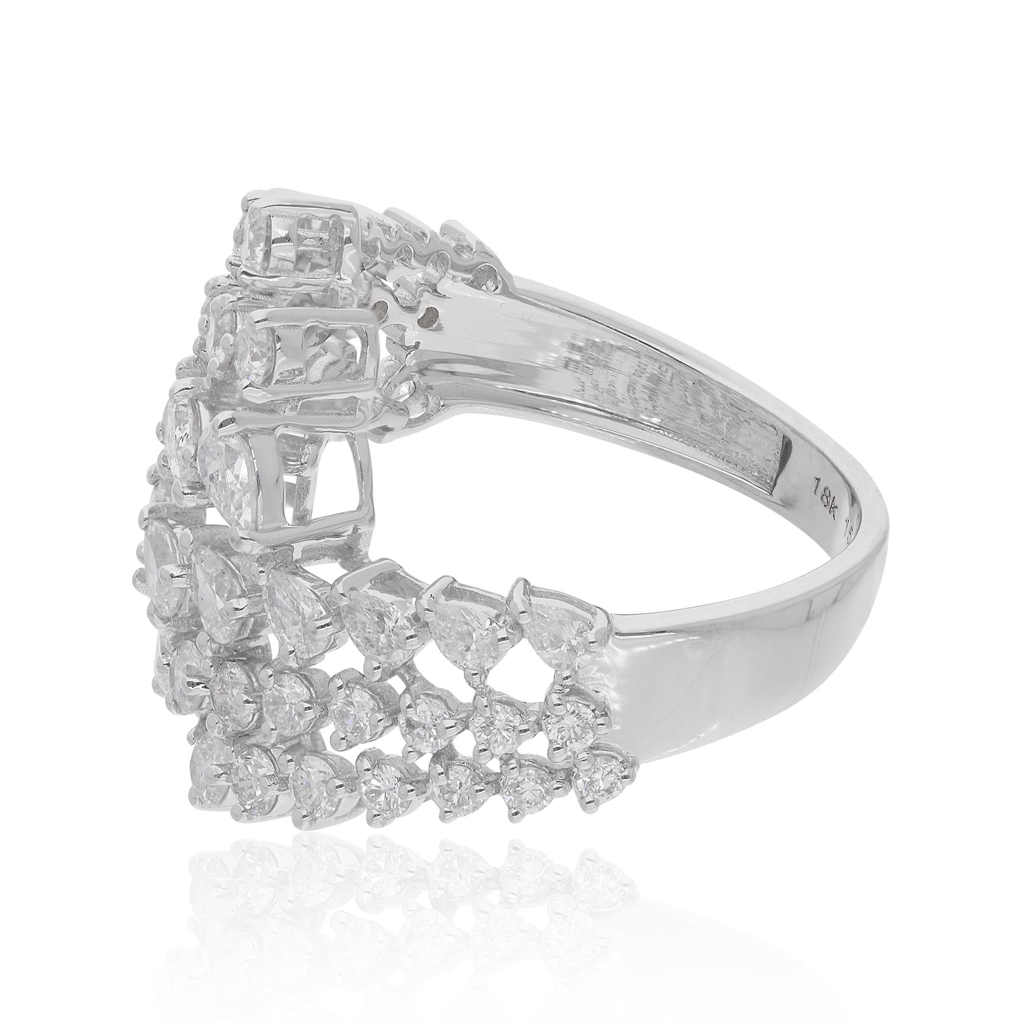 Indulge in the timeless elegance of this exquisite 1.74 Carat Pear & Round Diamond Wrap Ring, meticulously handcrafted in luxurious 14 Karat White Gold. This stunning piece of handmade jewelry is a radiant celebration of sophistication and grace,