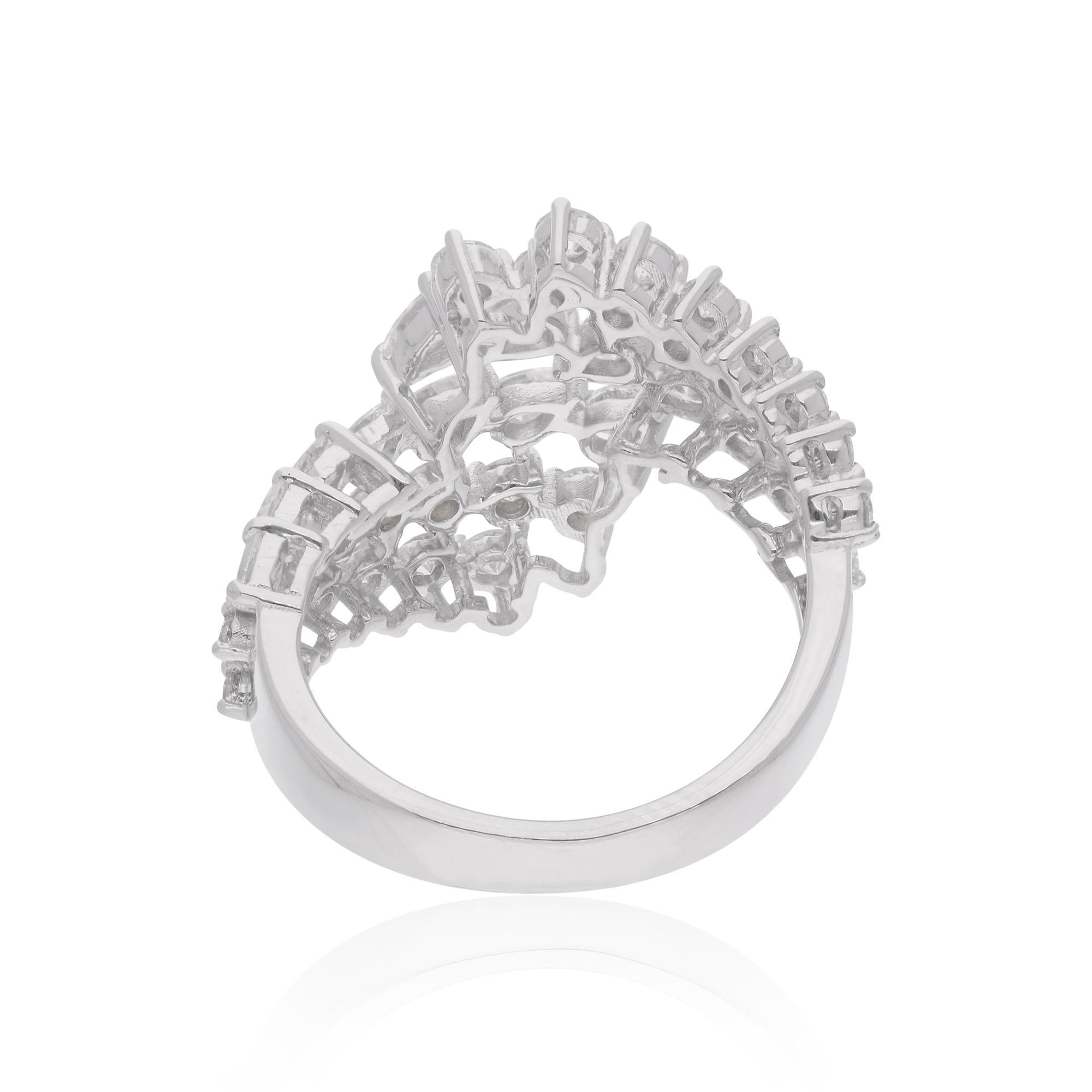 Modern 1.74 Carat Pear & Round Diamond Wrap Ring 18 Karat White Gold Handmade Jewelry For Sale