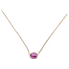 1,74 Karat Rosa Saphir Oval & Mode Halsketten Berberyn zertifiziert in 14K RG