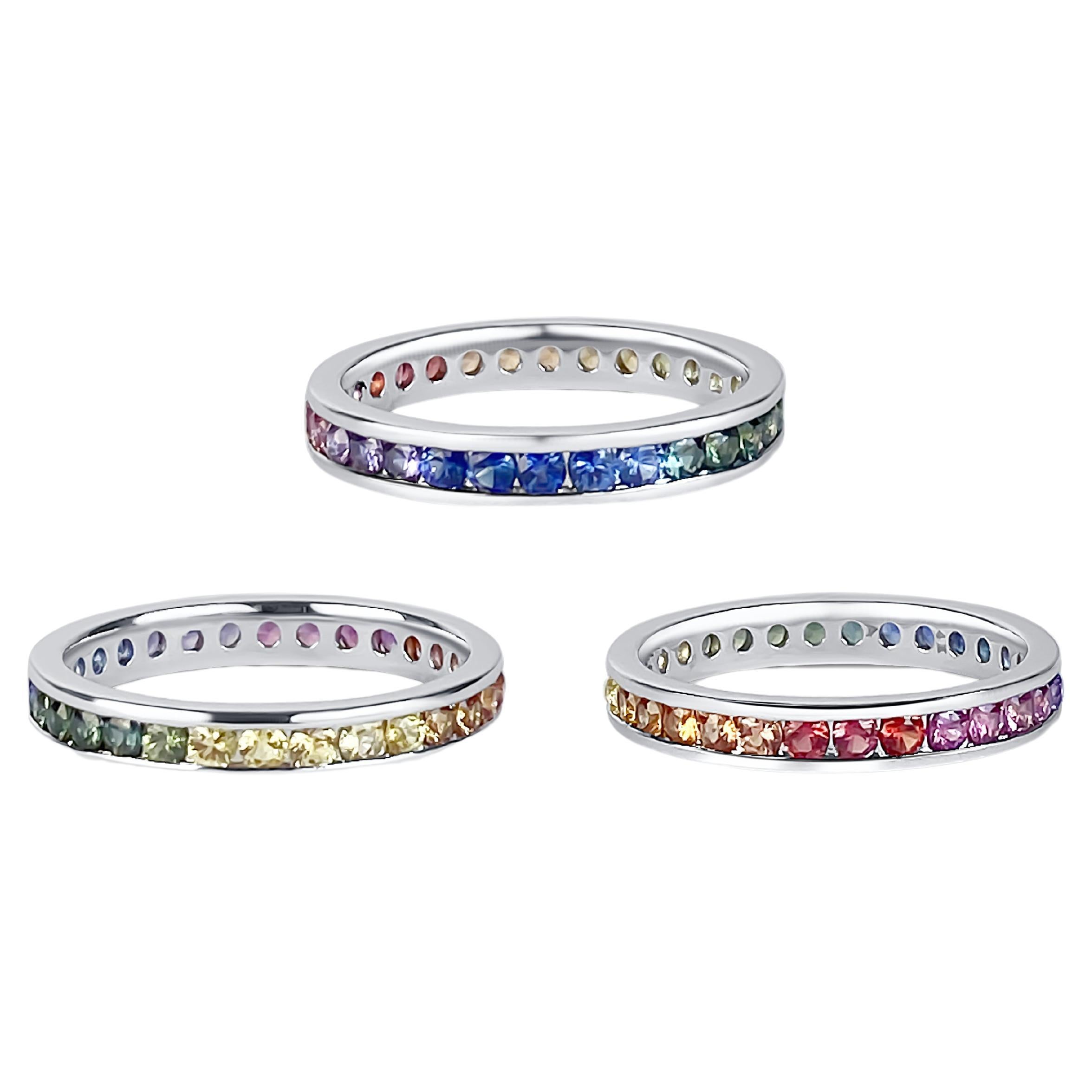 Introducing our stunning set of Ceylon natural sapphire ring and earrings, featuring a beautiful rainbow of colors that will leave you breathless. 

The ring boasts a 1.15-carat natural sapphire gemstone, with a mixed brilliant cut and eye-clean