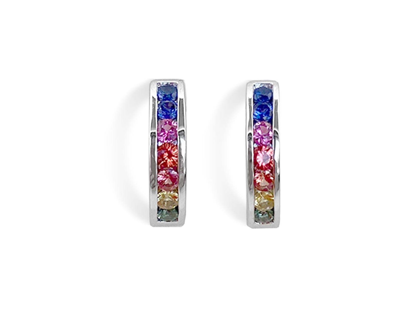 1.74 Carat Rainbow Color Natural Ceylon Sapphire Ring and Earrings Set  For Sale 4