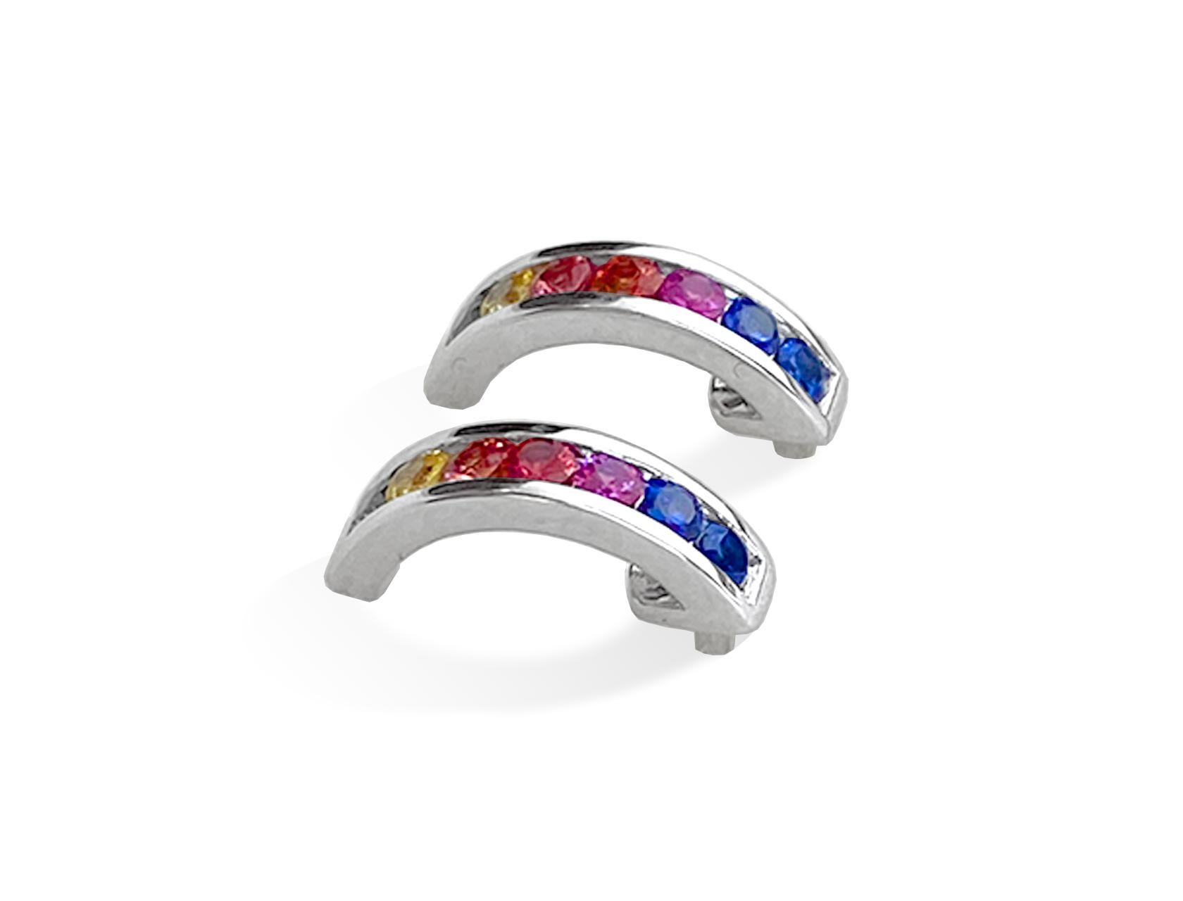 1.74 Carat Rainbow Color Natural Ceylon Sapphire Ring and Earrings Set  For Sale 5