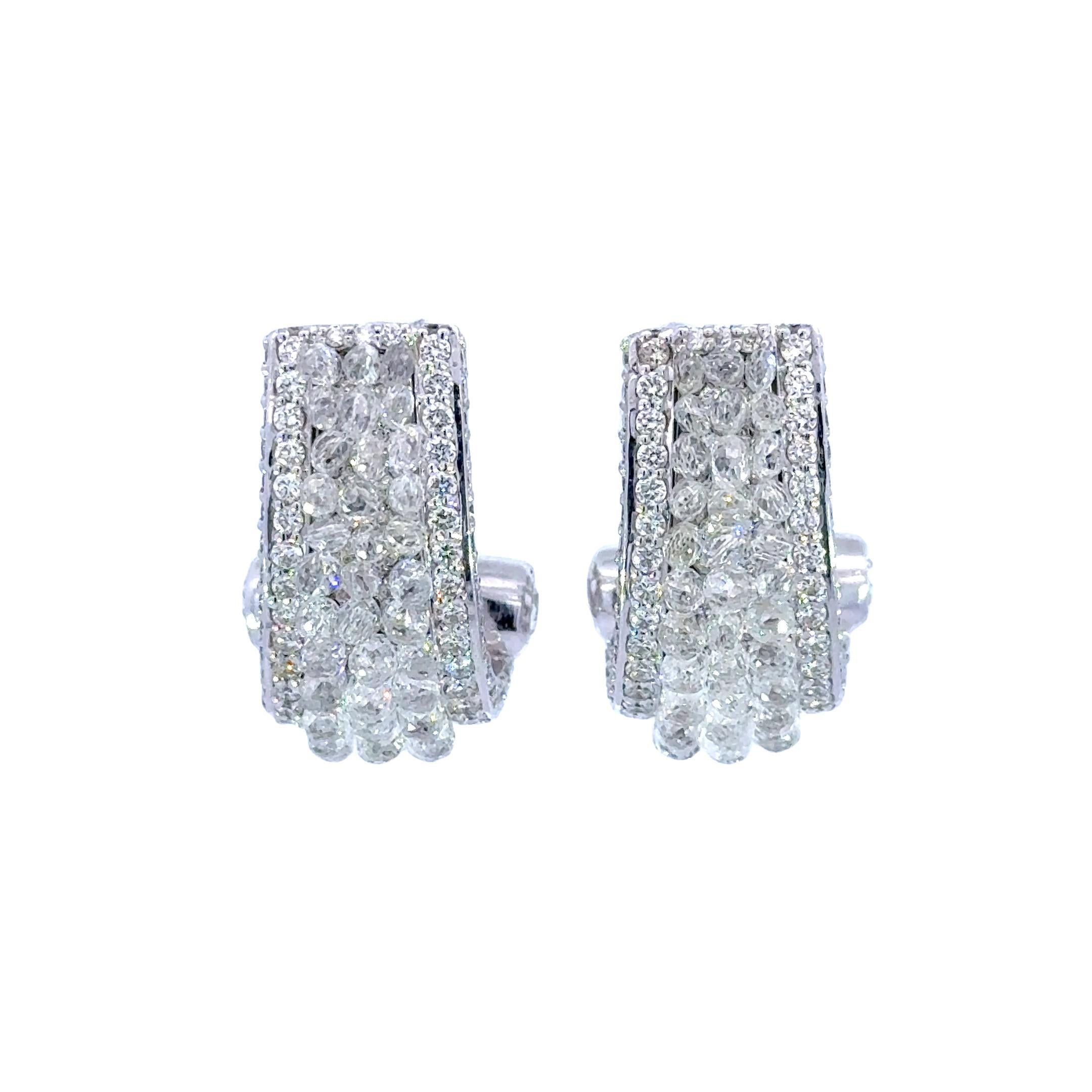 Modern 1.74 Carat Rose Cut 8.6 Carat Briolette Diamond Earrings 18K Gold For Sale