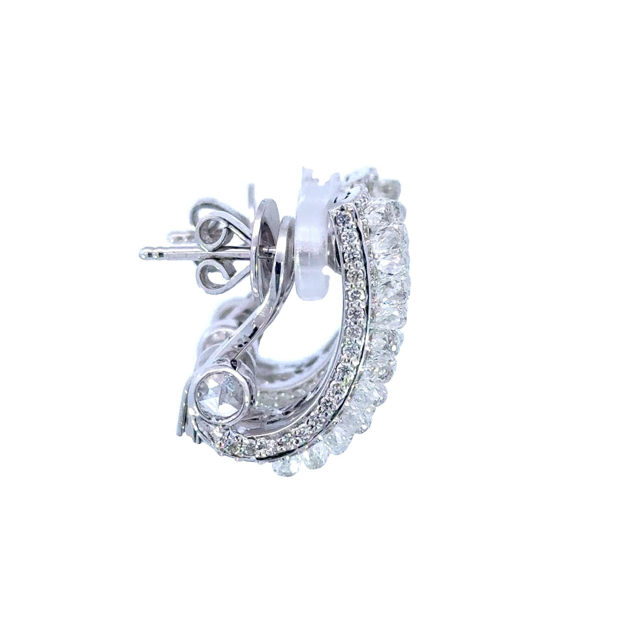 Taille rose Boucles d'oreilles en or 18 carats 1,74 carat taille rose 8,6 carats Briolette Diamant en vente