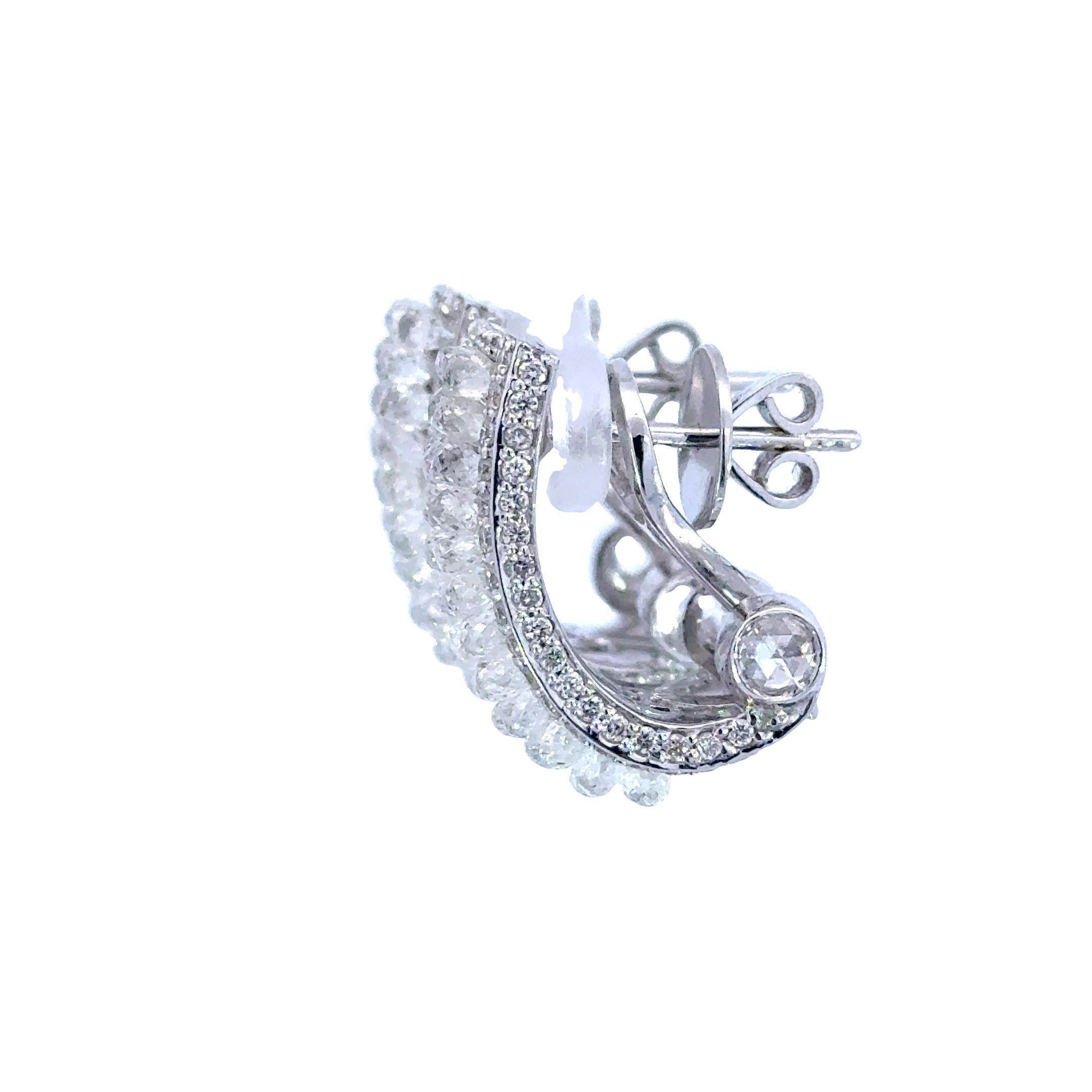 Women's or Men's 1.74 Carat Rose Cut 8.6 Carat Briolette Diamond Earrings 18K Gold For Sale