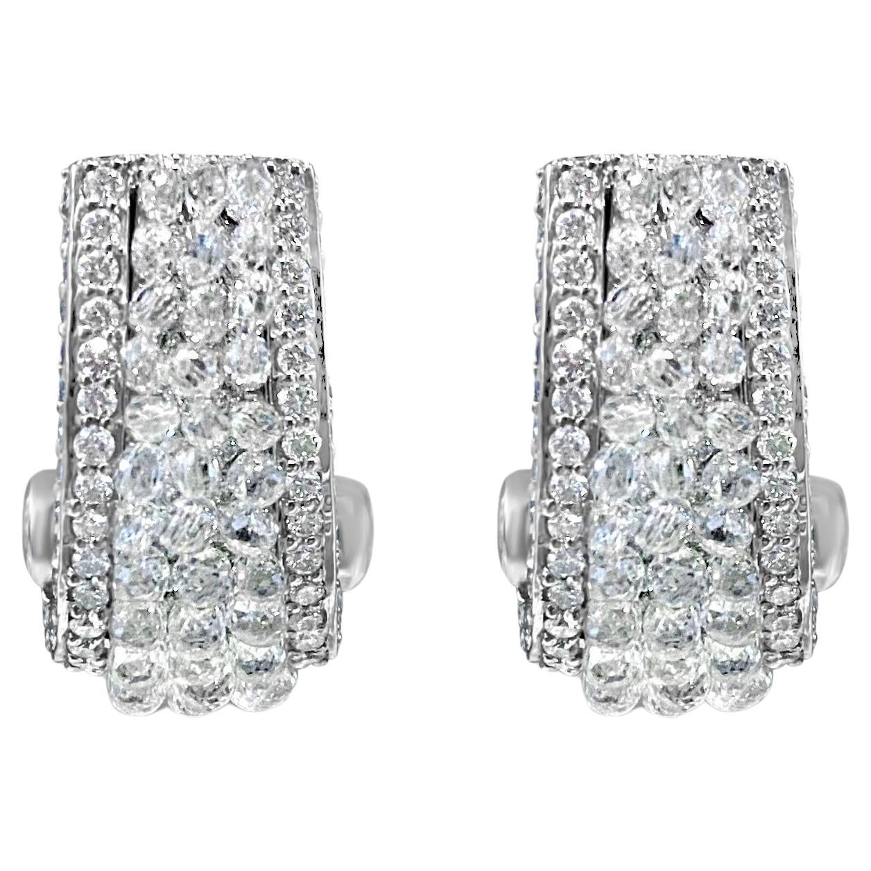 Boucles d'oreilles en or 18 carats 1,74 carat taille rose 8,6 carats Briolette Diamant
