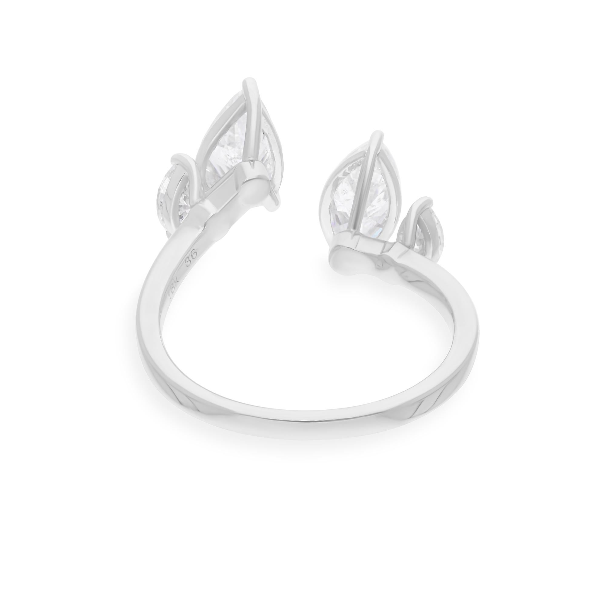 Anillo puño diamante talla marquesa pera brillante SI/H 1,74 quilates Oro blanco 14k en Nuevo estado para la venta en Diera, Dubai