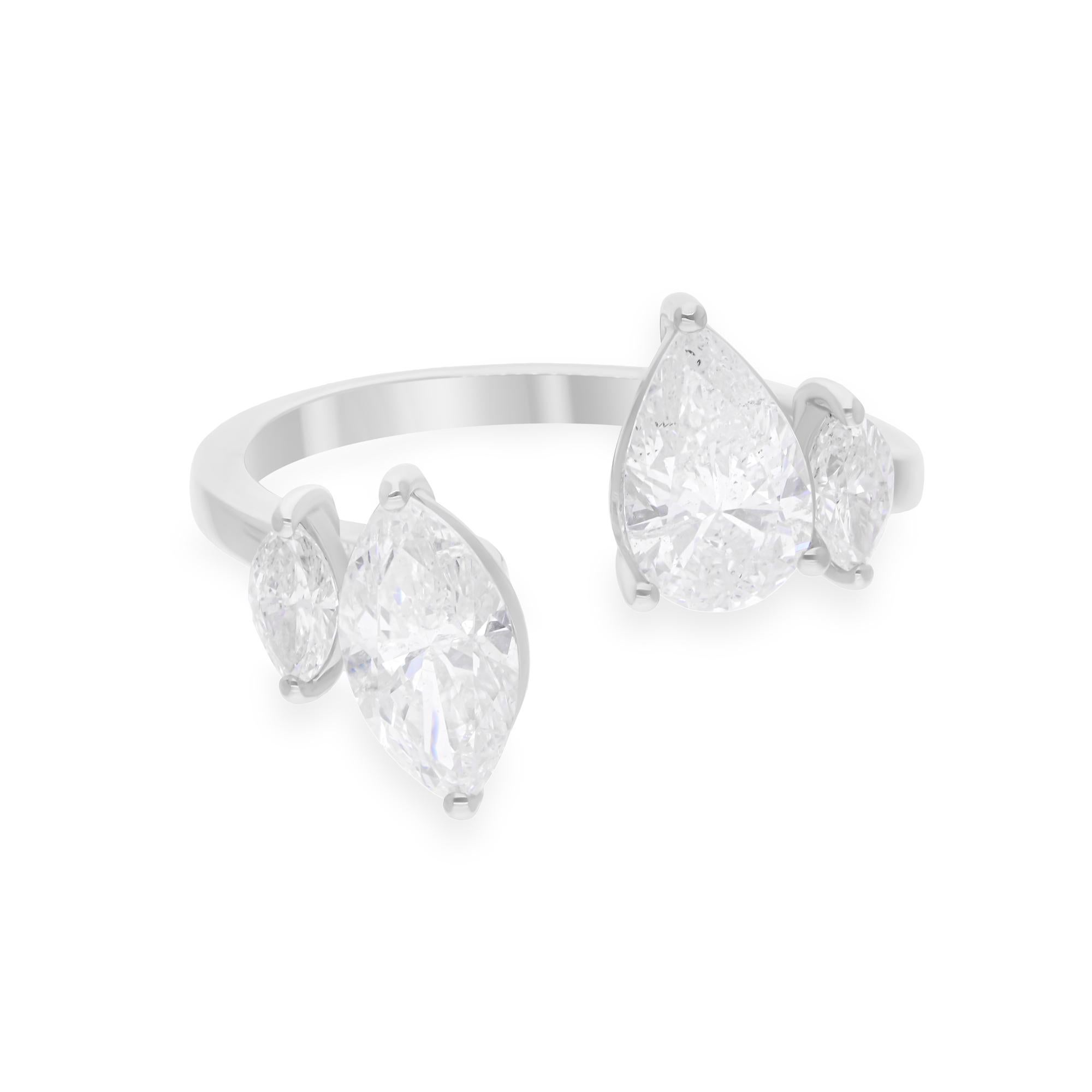 1,74 Carati SI/H Marquise Pear Brilliante Cut Diamond Ring Oro bianco 14k